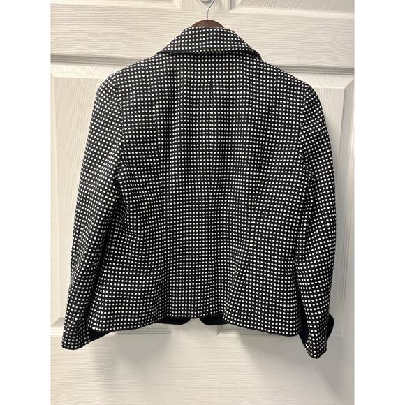 Talbots Navy-Blue Polka Dot Textured Blazer Preppy Career Jacket Womens 8 - Picture 4 of 5